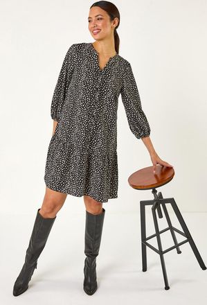 Roman Abstract Spot Frill Shirt Dress