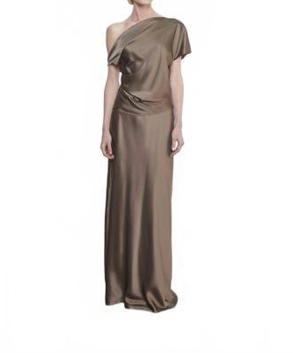 Enza Costa Silk Full Length Skirt In Mushroom