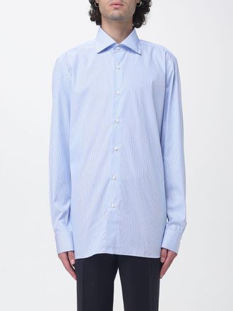 Borrelli Napoli Camicia a righe Luciano in cotone con collo francese