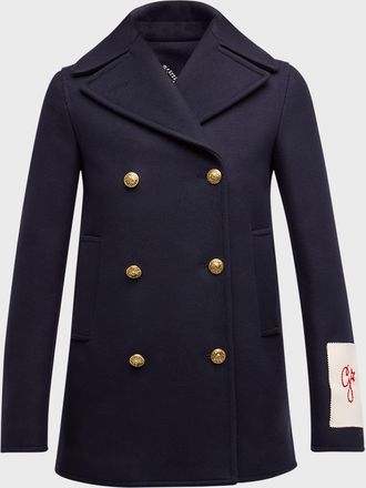 Golden Goose Wool Double-Breasted Button Peacoat