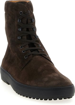Tod's Suede Lace-Up Boot - Brown