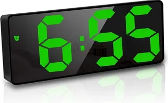 OEM Reloj Despertador Digital, Reloj Digital Con Espejo Led De 6,7 Pulgadas, Despertador De Mesita De Noche, Alarma Matutina, Activado Por Voz/sin Tictac/