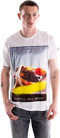 Bastille T-shirt met ronde hals en korte mouwen - Heren - T-shirts - Wit - M - Katoen - Tops