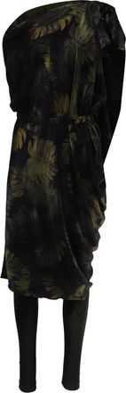 Lanvin Palm Leaf-Print Dress and Leggings Set in Olive Polyamide