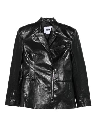 Msgm notched asymmetric-zip jacket - Black