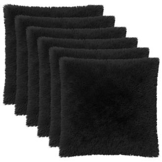 vidaXL Funda De Almohada 6 Pcs Heerlen Negro 55 X 55 Cm Fleece Pv Vidaxl