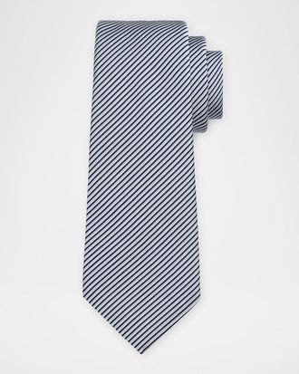 Giorgio Armani Mens Micro-Stripe Silk and Cotton Tie