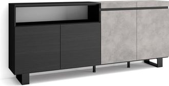 Skraut Home Aparadores Para Sal&oacute;n, Gran Capacidad De Almacenaje, 200x87x35cm, 4 Puertas, Dise&ntilde;o Industrial, Estilo Moderno, Gris Cemento - Skraut Home