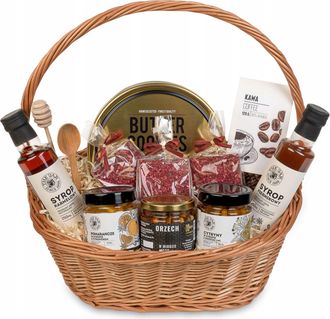 OEM Cesta De Regalo De Mimbre Con Galletas, Chocolates, Caf&eacute;, Mermeladas Y Jarabes