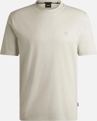 HUGO BOSS Mens C-Taut 01 Logo Slim Fit Beige T-Shirt - Cream - Size: 40