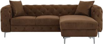 VENTE-UNIQUE.COM Sof&aacute; rinconera microfibra 4 plazas marr&oacute;n 238x155cm