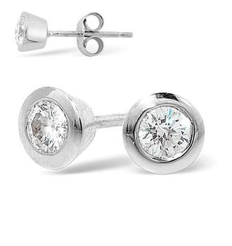 The Diamond Store 18K White Gold Rub-over Diamond Stud Earrings - 0.50CT - G/VS - 5.8mm