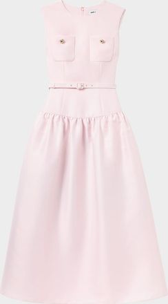 Self Portrait Belted Taffeta Midi Dress