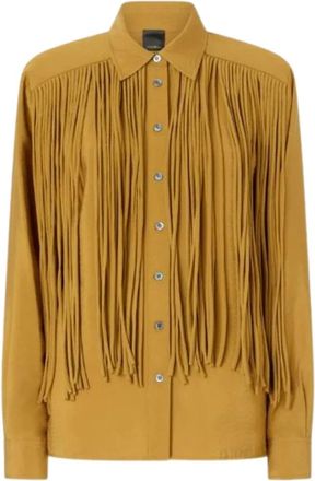Pinko Fringed Shirt - Dames - Overhemden - Bruin - S - Overhemden