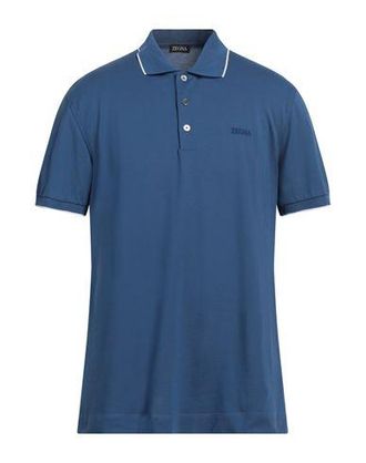 Tシャツ・カットソー ERMENEGILDO ZEGNA Men Polo Shirts RE8C90A C10412 Blue Z ZEGNA Mens Garment Dyed Logo Short Sleeve Pique Polo Shirt