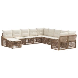 vidaXL Conjunto De Sof&aacute;s De Jard&iacute;n 11 Pcs Beige Rat&aacute;n Sint&eacute;tico Vidaxl