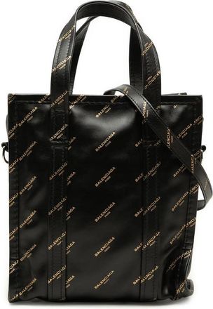 Balenciaga Pre-owned Balenciaga Calfskin Allover Logo Bazar Shopper Satchel XS Ladies IRH6ACU3SMWSV3DQ