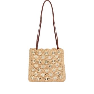 Paco Rabanne Shoulder Bags, female, Beige, Size: ONE SIZE Raffia Shoulder Bag