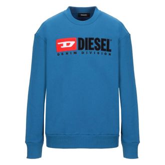 Diesel Mens Divison Logo Blue Sweatshirt Cotton - Size Large