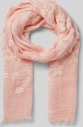 Fraas Tuch mit flroalem Stitching und Fransen in Rose, Größe 1