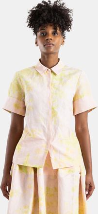 Erdem Womens Chartreuse Floral Short-Sleeved Shirt Pink