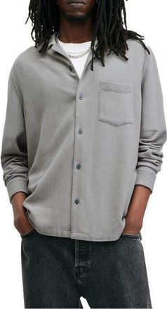 AllSaints Cudi Textured Long Sleeve Camp Shirt in Radio Grey at Nordstrom Rack, Size X-Small