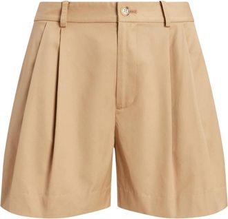 Ralph Lauren Haylill Geplooide Casual Shorts - Dames - Korte Broeken - Beige - 2XL - Katoen - Korte Broeken