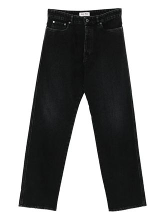 Miu Miu Straight jeans met vijf zakken en logopatroon - Zwart