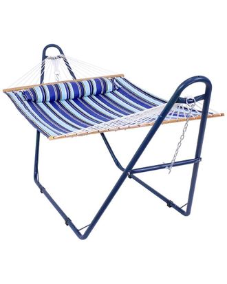 Sunnydaze Quilted 2-Person Hammock And Universal Blue Steel Stand Catalina Beach