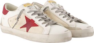 Golden Goose Mens Super Star Sneakers - Golden Goose Deluxe Brand Leather Beige Calfskin Shoes