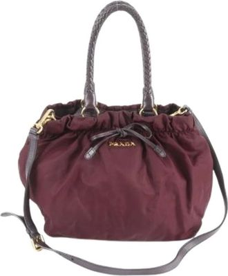 Prada Pre-owned Bucket Bags, female, Red, Size: ONE SIZE Pre-owned Vintage Nylon Bucket Bag