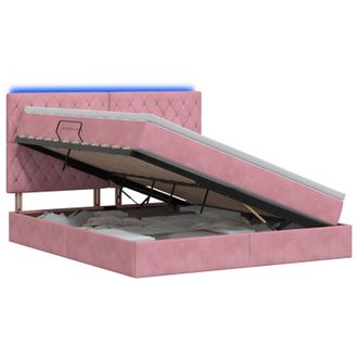 vidaXL Cama De Almacenamiento Led Con Colch&oacute;n Rosa 160 X 200 Cm Vidaxl