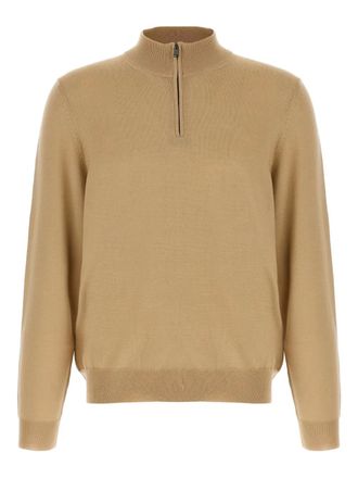 BOSS zip-up high-neck knitwear - Neutrals