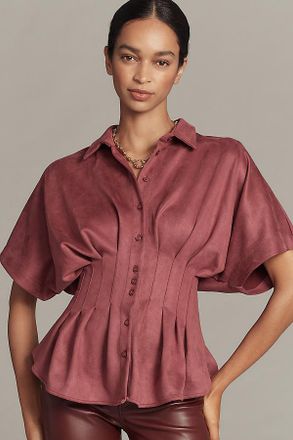 Exquise Tobie Waisted Button-Down Shirt Top