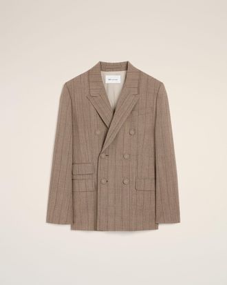 Ami Ami Paris - Brown double breasted striped wool blazer Brown - Size: 34 - for Women