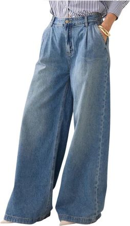 Summum Ultra-wijde pijpen Jeans - Dames - Loose Fit Jeans - Blauw - L - Katoen - Jeans
