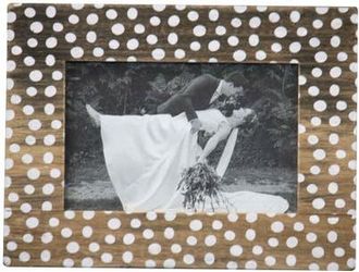 Foreside Home And Garden 4x6 Bettina White Polka Dot Wood Photo Picture Frame in Brown at Nordstrom, Size Medium