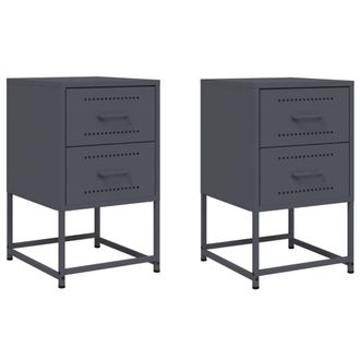 Berkfield Home Bedside Cabinets 2 pcs Anthracite 36x39x60.5 cm Steel in Dark Grey