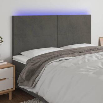 vidaXL Cabecero Con Luces Led Terciopelo Gris Oscuro 180x5x118/128 Cm Vidaxl