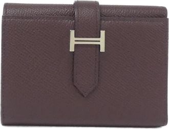 Herm&egrave;s Beige Bleu Saphir Blue Epsom Leather Wallet (Tri-Fold) (Pre-Owned)