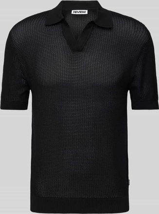 Review Strickshirt mit Polokragen und V-Ausschnitt in Black, Gr&ouml;&szlig;e XL