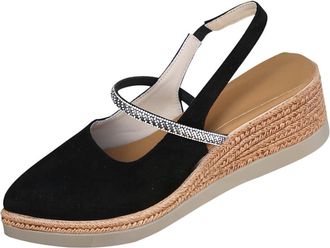 Generic Closed Toe Sandals for Women Casual Pointed Toe Strappy Sandal Stylish Solid Color Slingback Comfortable Casual Breathable Wedge Sandals Summer Outdoo