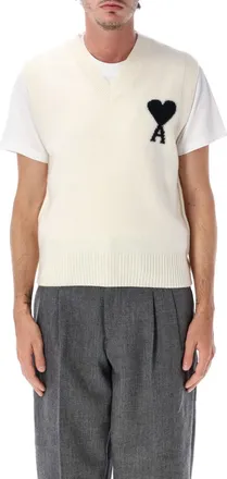 Ami Off White Sleeveless Sweater