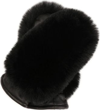 Kazar Leren handschoenen met synthetische bont en &eacute;&eacute;n vinger - Dames - Handschoenen - Zwart - L - Leer - Accessoires