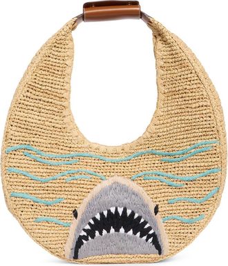 Staud Large Moon Crochet Raffia Tote in Great White at Nordstrom