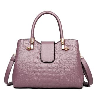 Generic Fashion Crocodile Purses and Handbags for Women Top Handle Satchel Crossbody Bag Large Ladies Tote Shoulder Bags (Purple)