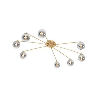 QAZQA Qazqa - Moderno Lámpara de techo moderna dorada 8-luces cristal ahumado - athens Vidrio /Acero Redonda Adecuado para led Max. 8 x 28 Watt