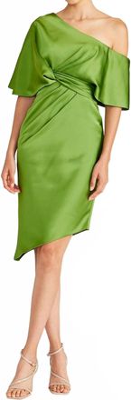 Theia Womens Polly Satin Cocktail Dress In Green