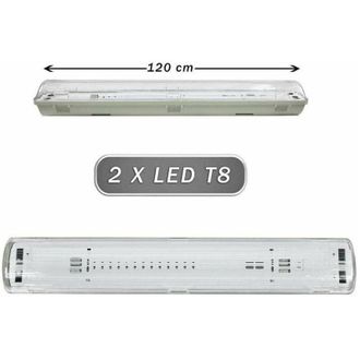 Trade Shop Trade Shop Traesio - Trade Shop - Plafoniera Stagna 2 Neon Led Tubo T8 G13 120 Cm Da Parete Soffitto Ip65 T8-120s