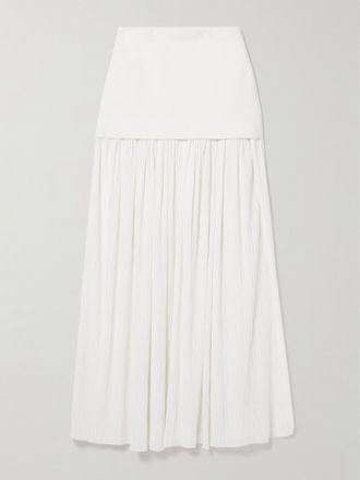 Proenza Schouler Gonna Maxi In Maglia Stretch E Crepon Plissé Paige - Avorio